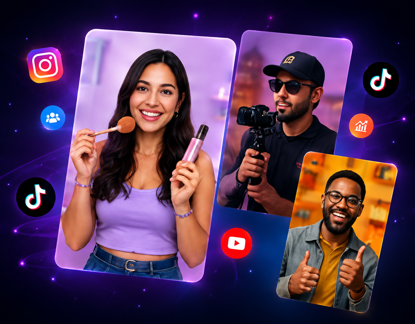 Creadores de contenido conectados con redes sociales
